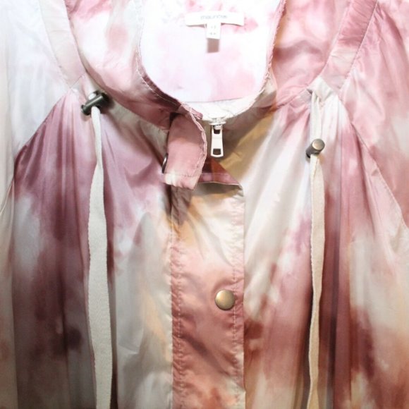 Maurices Tie Dye Cinch Windbreaker Jacket Ivory Pink Women's Plus Size 4X H12478 - Picture 8 of 11